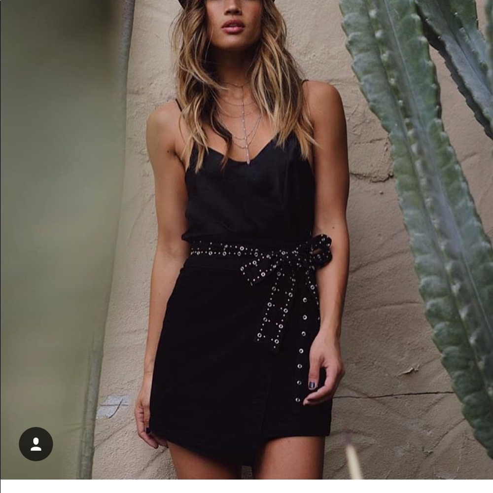 NEW Rosie HW x PAIGE black denim wrap skirt 24